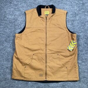 Brazos Gate Keeper Vest Mens XL Duck Brown Canvas Sherpa Lined Full Zip 179742